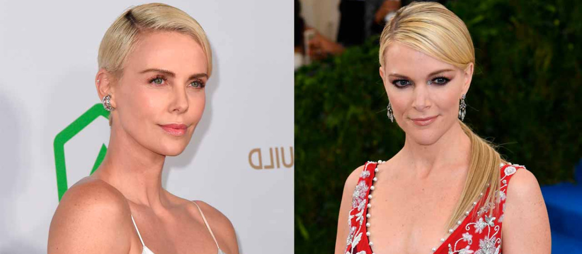 La actriz Charlize Theron y la presentadora norteamericana Megyn Kelly