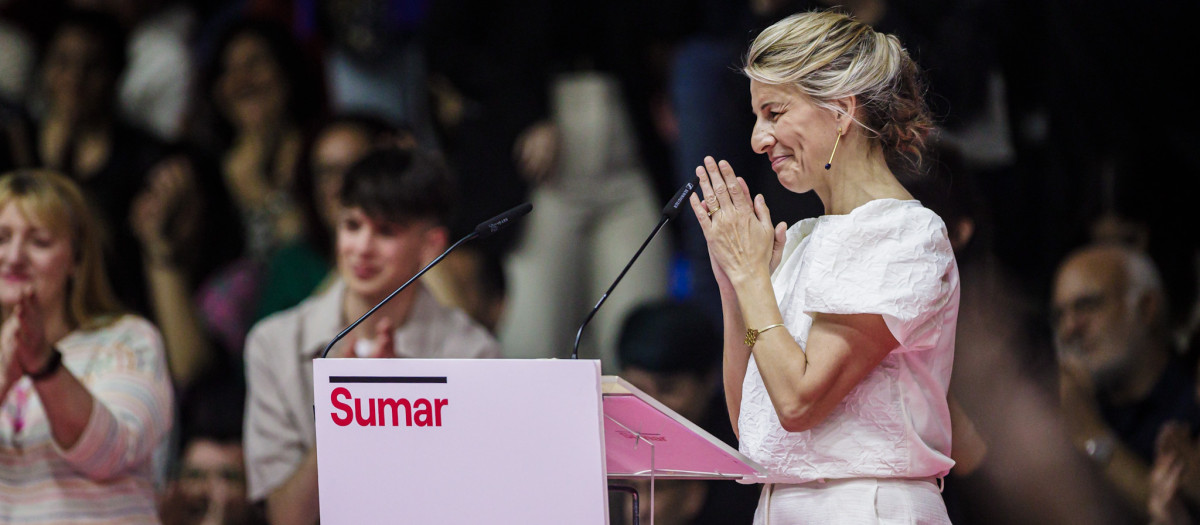 Yolanda Díaz, en su intervención en el acto 'Empieza todo' de la plataforma Sumar