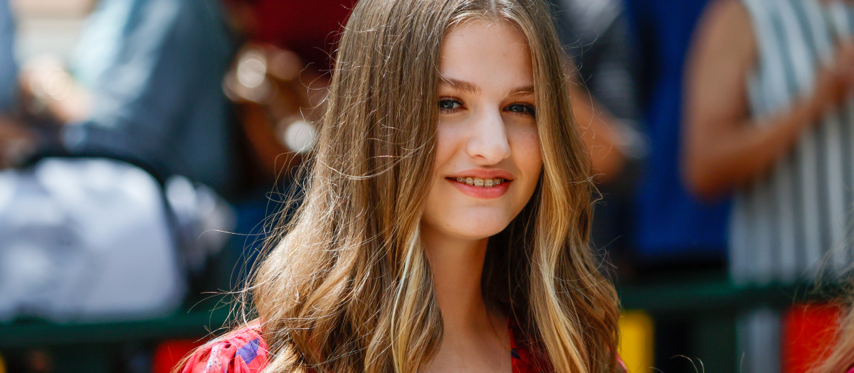 Princess Leonor de Borbon during the confirmation of Sofia de Borbon in Madrid on Thursday, 25 May 2023.