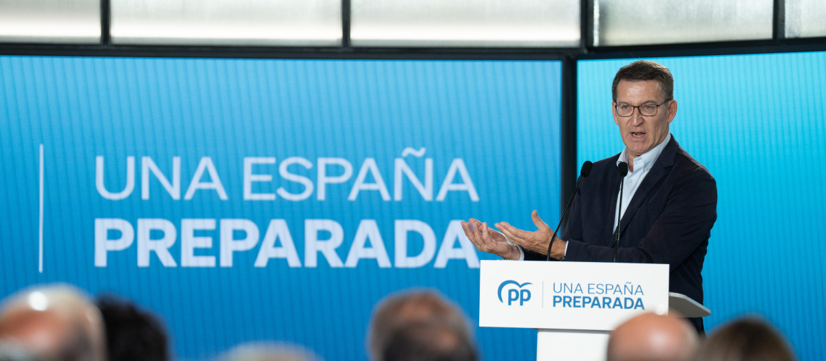 El presidente del PP, Alberto Núñez Feijóo, interviene durante un acto sectorial del Partido Popular sobre economía, en Casa Seat, a 26 de junio de 2023, en Barcelona, Catalunya (España).
26 JUNIO 2023;ECONOMIA;ECONOMIA SECTORIAL;PP
David Zorrakino / Europa Press
26/6/2023