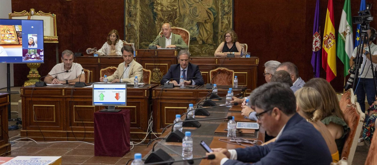 El presidente en funciones de la Diputación de Córdoba, Antonio Ruiz, presidente el Pleno de cierre del mandato 2019-2023
