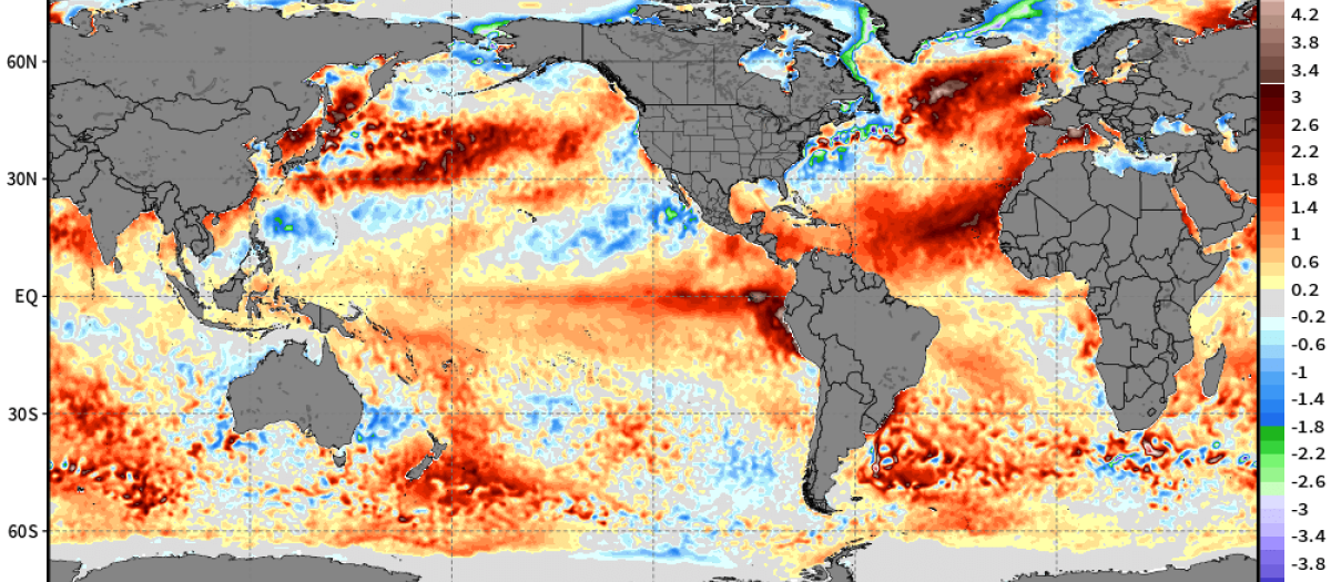 Anomalía de temperatura en la superficie marina