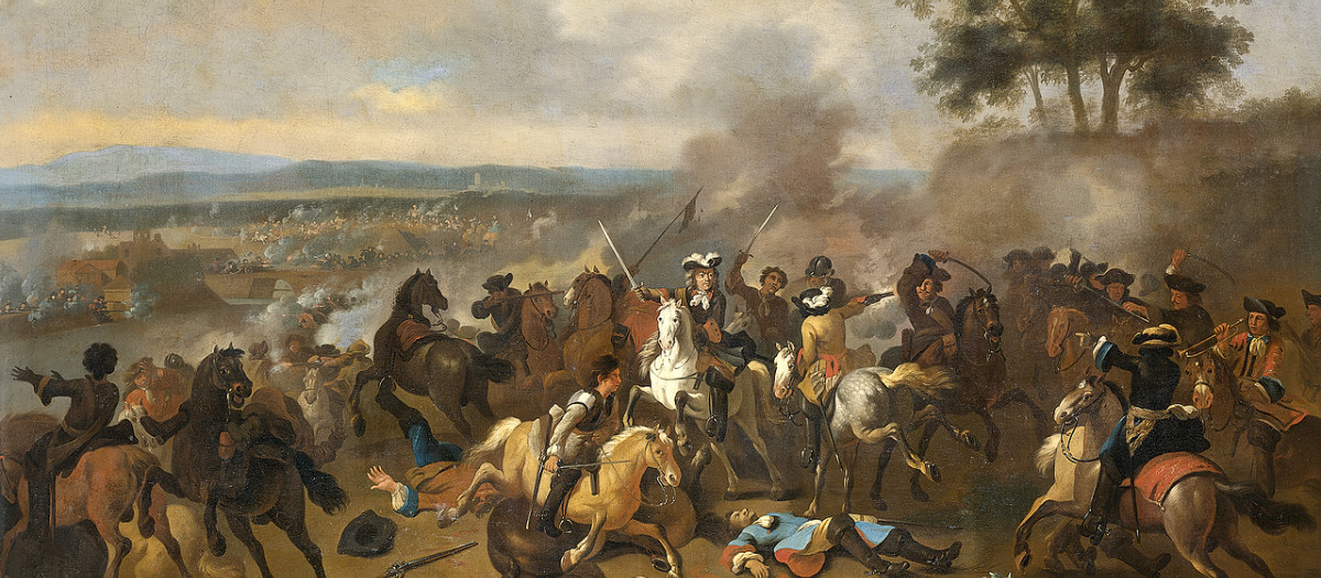 Batalla del Boyne entre Jacobo II y Guillermo III, 11 de julio de 1690, pintura de Jan van Huchtenburg