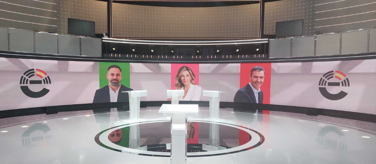 Plató de TVE donde se ha celebrado el debate a tres