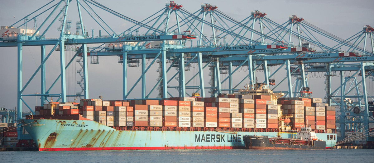 Los buques Maersk Denver y Mary Maersk, en la terminal de APM, gestionada por Maerks, en el Puerto de Algeciras