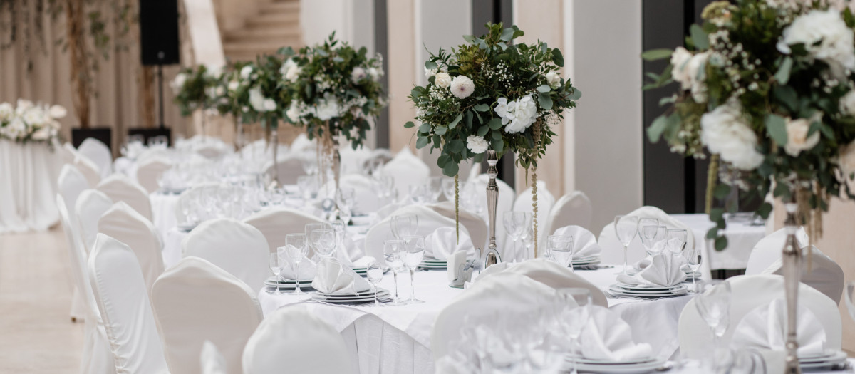 Imagen de archivo de un banquete de bodas