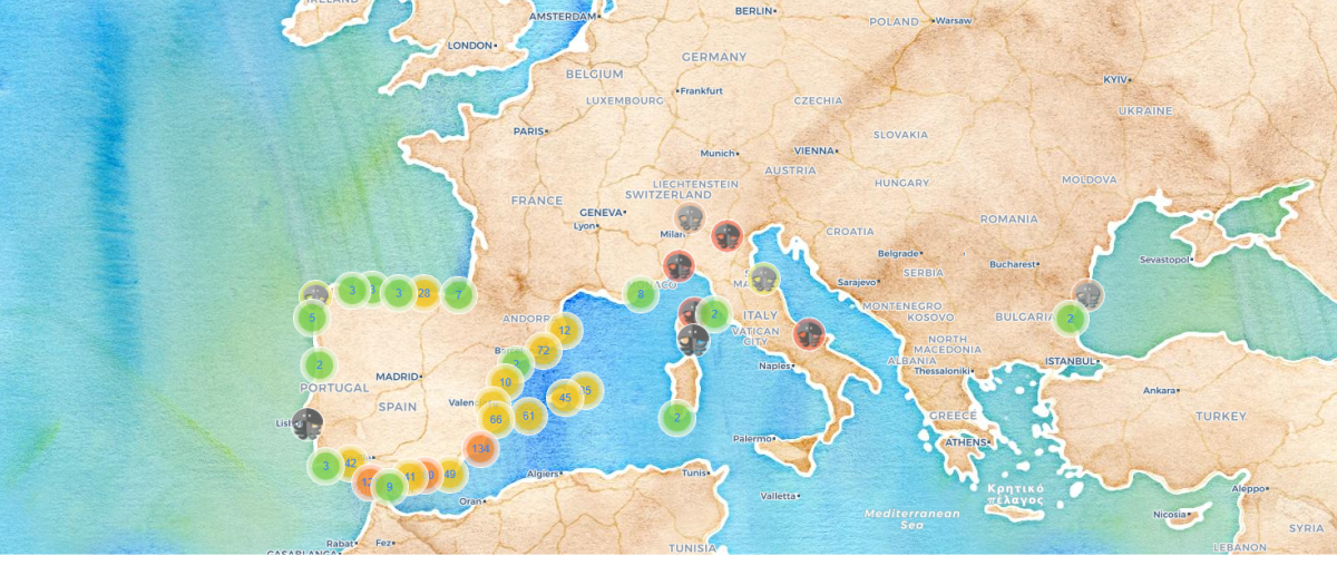 Mapa de la presencia de medusas en las playas