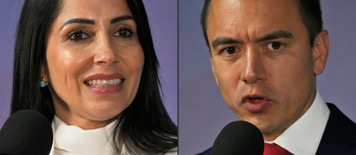 Los candidatos a la presidencia de Ecuador Luisa González y Daniel Novoa