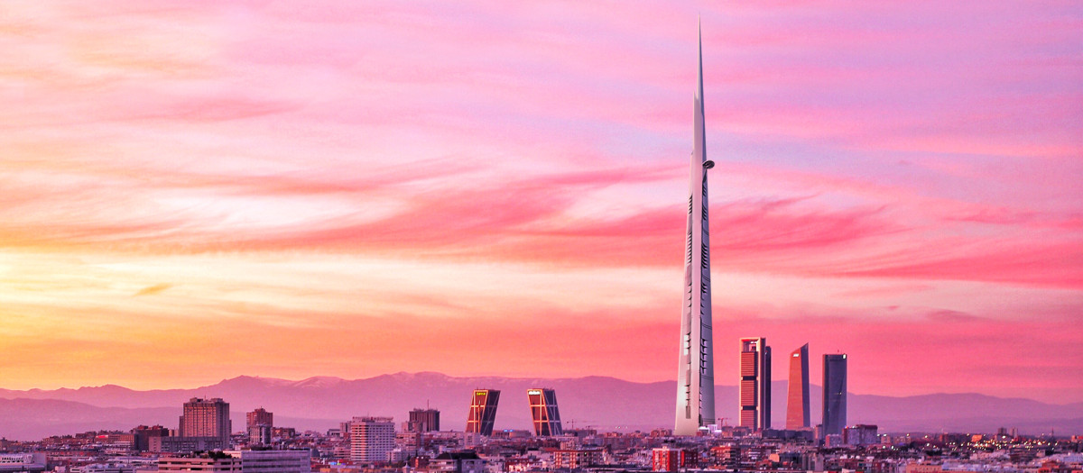 Así se vería la Jeddah Tower en el skyline madrileño