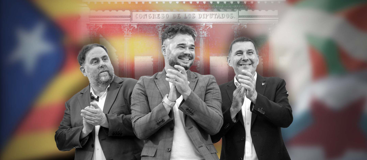 Oriol Junqueras, Gabriel Rufián y Arnaldo Otegi