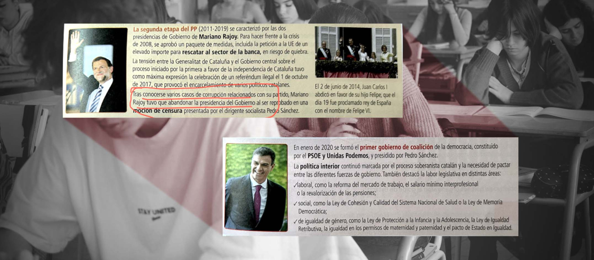 Así valora un libro de texto los gobierno de Rajoy y Sánchez