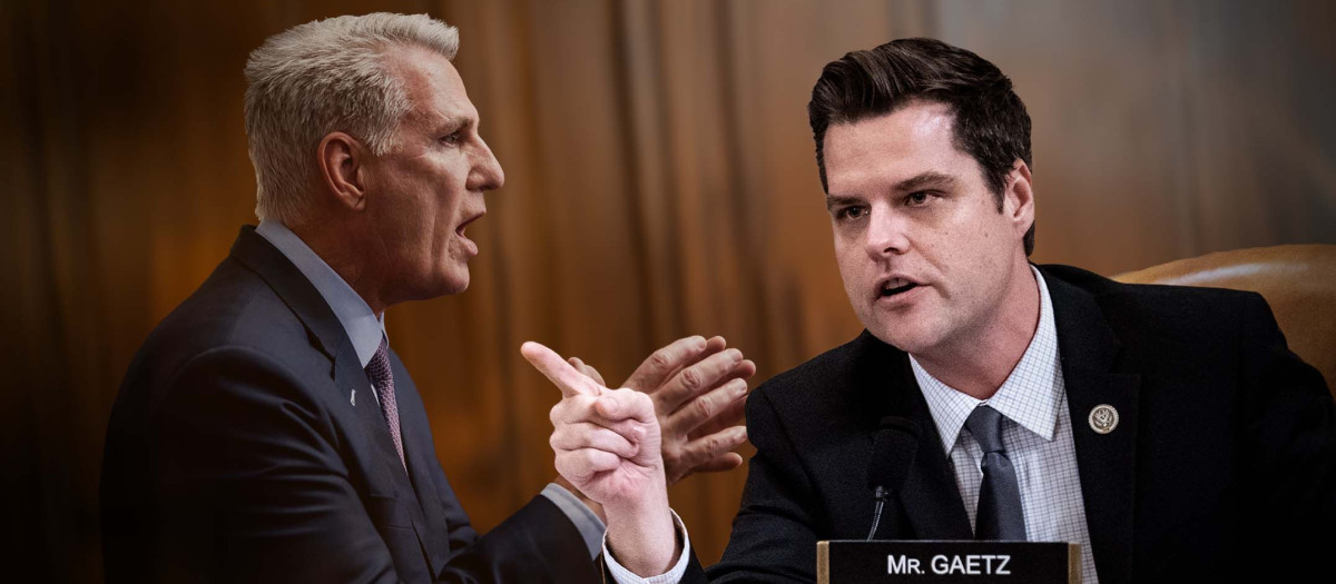 El congresista Matt Gaetz y el ahora expresidente de la Cámara de Representantes Kevin McCarthy