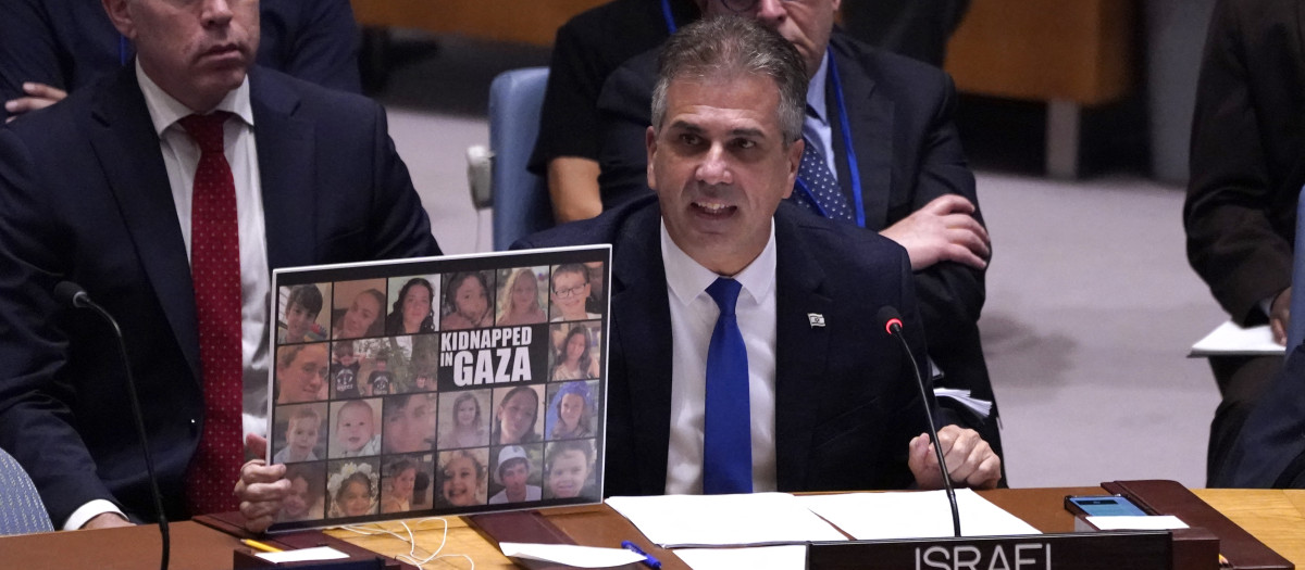 El ministro de Exteriores de Israel, Eli Cohen, durante el Consejo de Seguridad de la ONU