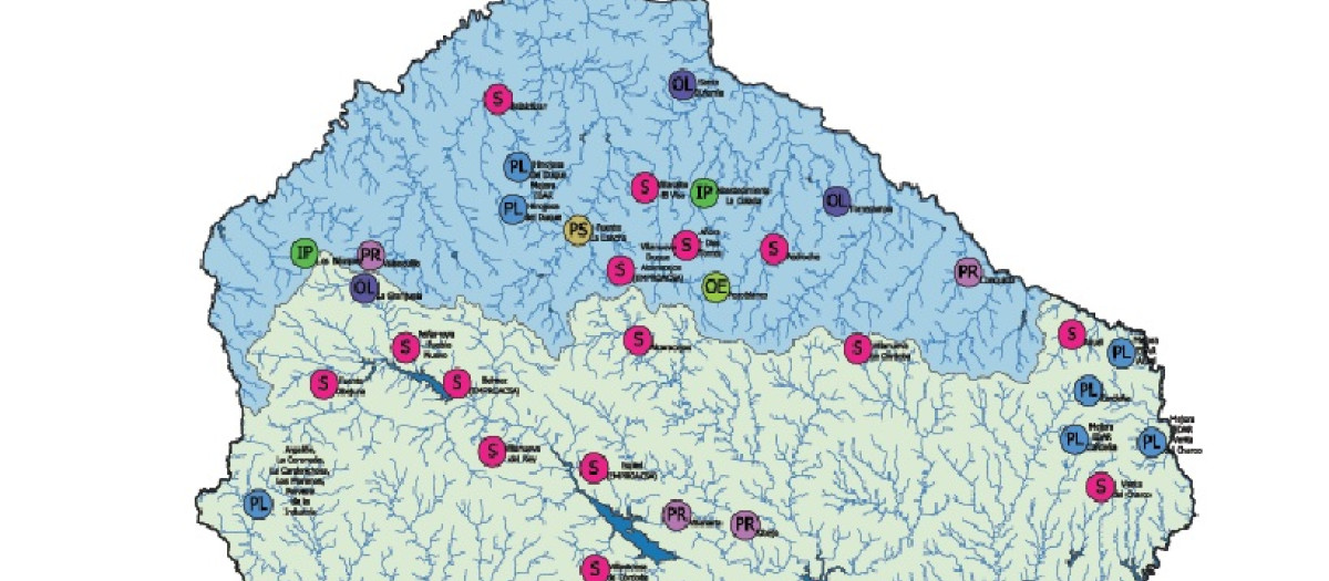 Mapa de las agrupaciones de vertidos y EDAR de la provincia de Córdoba