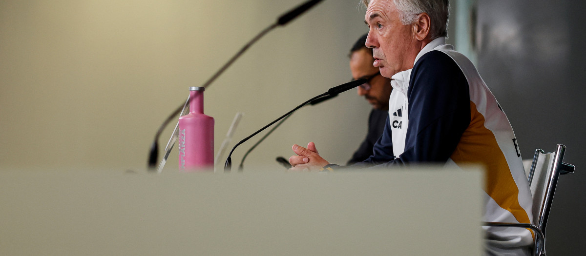 Carlo Ancelotti, en la sala de prensa este viernes