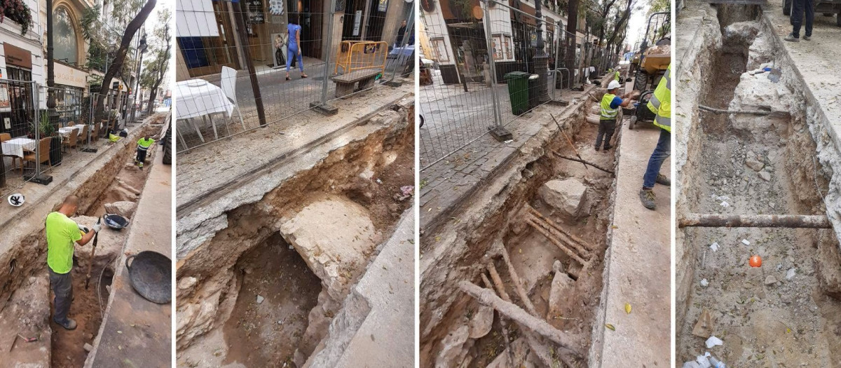 Aparece una muralla islámica en las obras de la calle San Vicente de València