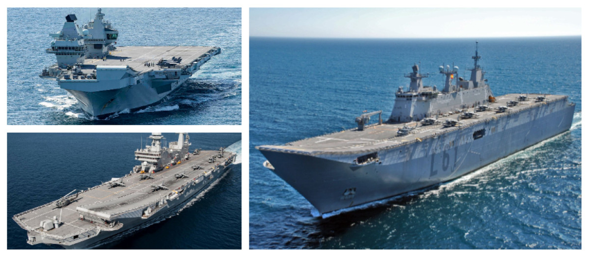 Los portaaviones HMS Queen Elizabeth, Cavour y LHD Juan Carlos I