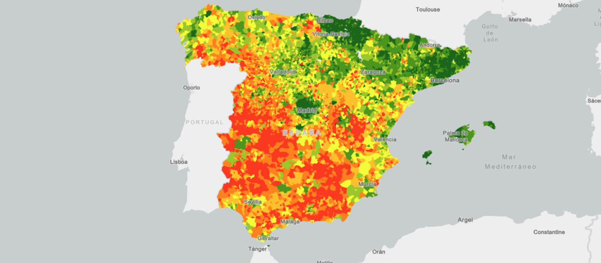 Representación de la renta media por hogar y sección censal