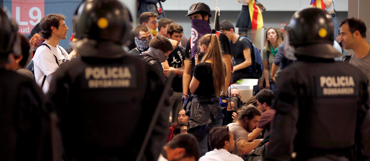 Tsunami Democrátic en los disturbios de 2019, en el aeropuerto del Prat