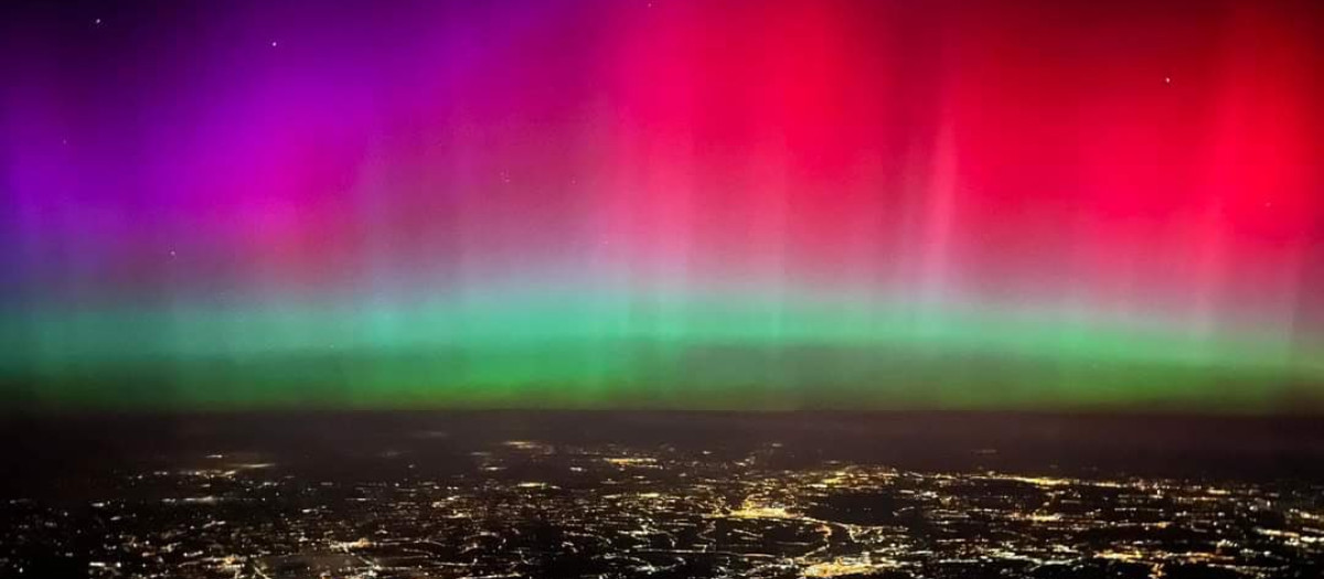 Aurora boreal captada en Cracovia, Polonia