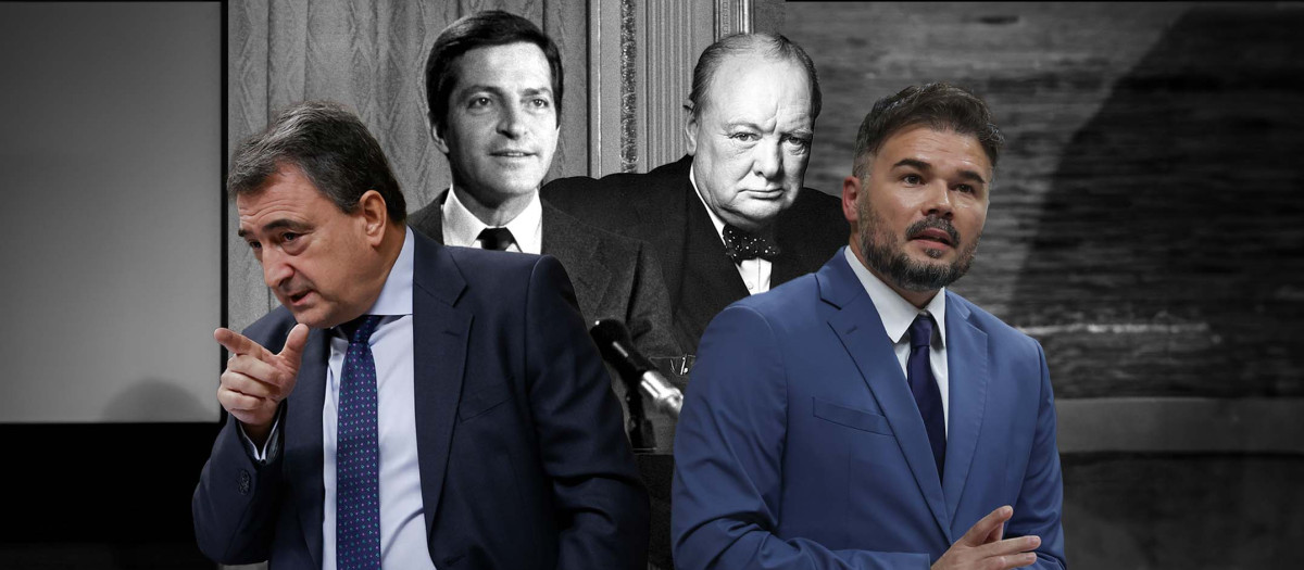 Aitor Esteban, Adolfo Suárez, Winston Churchill y Gabriel Rufián