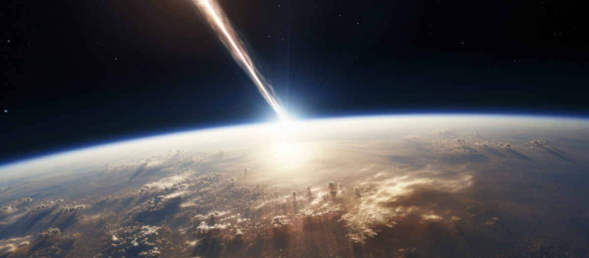 Ilustración de una estrella viajando por el espacio cerca de la Tierra