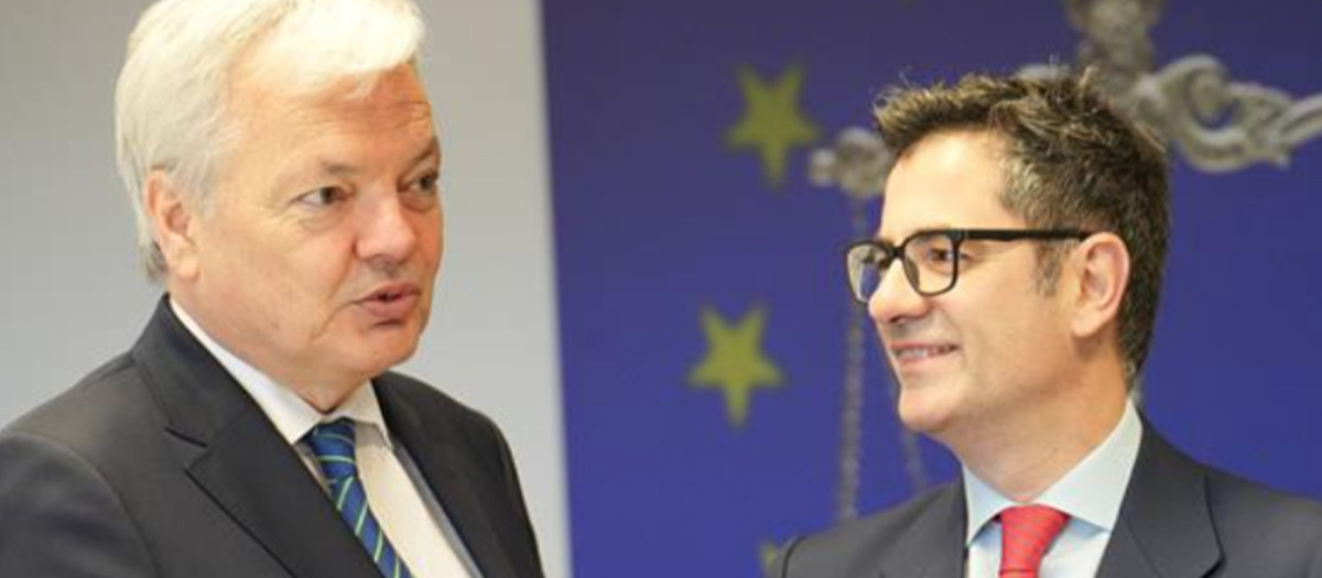 Didier Reynders y Félix Bolaños, este lunes 4 de diciembre en Bruselas