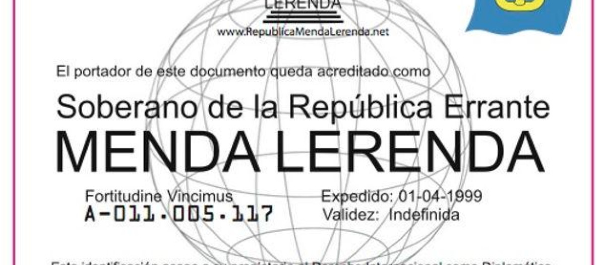 Documento de la ficticia República de Menda Lerenda