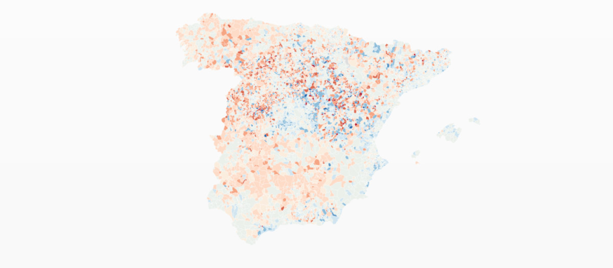 Variación de la población por municipios entre 2022 y 2023