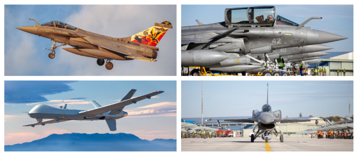 Algunos de los aviones que han participado en el Programa de Liderazgo Táctico de la Base Aérea de Albacete