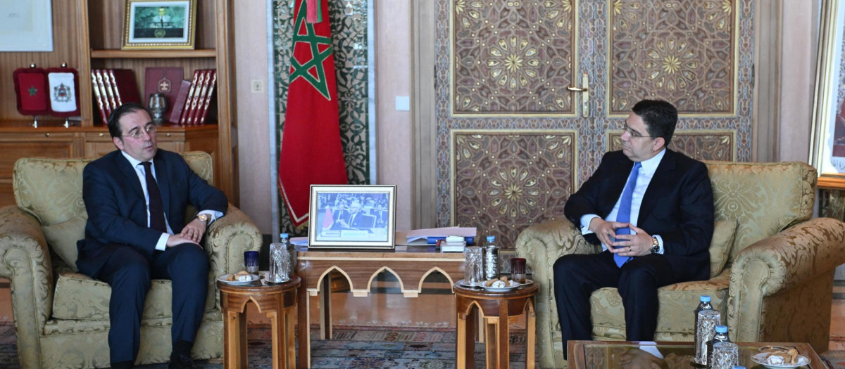 José Manuel Albares, con el ministro marroquí de Exteriores, Nasser Bourita, en una reciente visita a Rabat