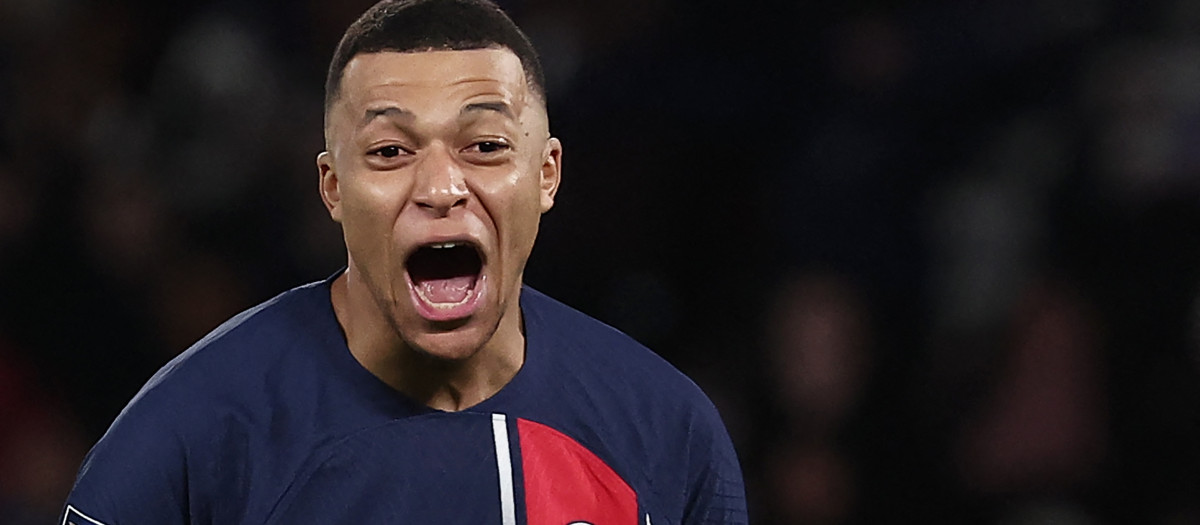 Kylian Mbappé, en la celebración de su gol en la final de la Supercopa de Francia