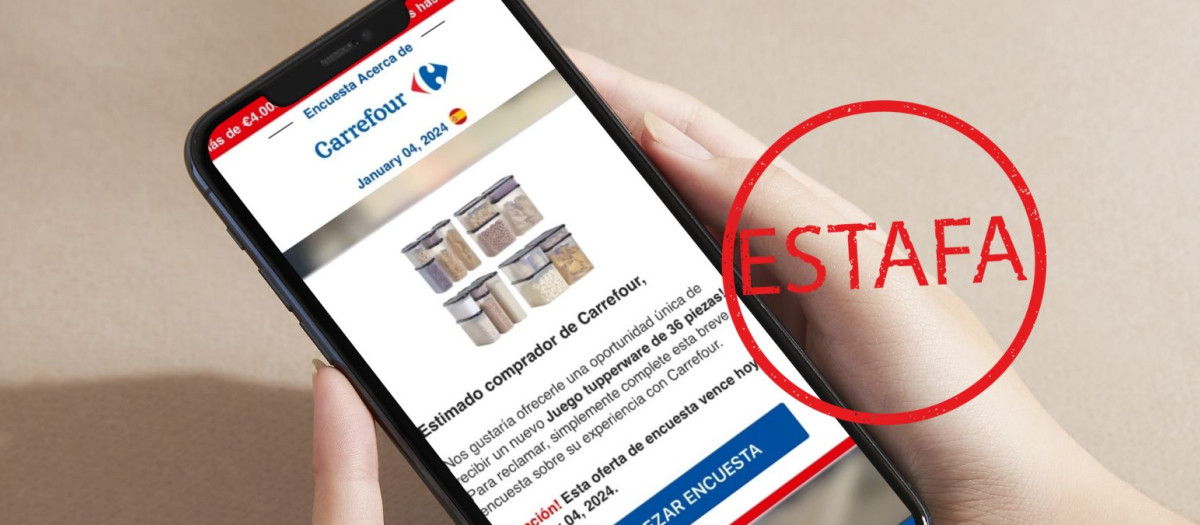 Correo falso de Carrefour sorteando tuppers