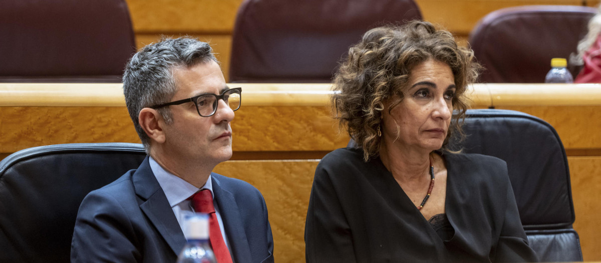 Félix Bolaños y María Jesús Montero Cuadrado, durante el pleno del Congreso