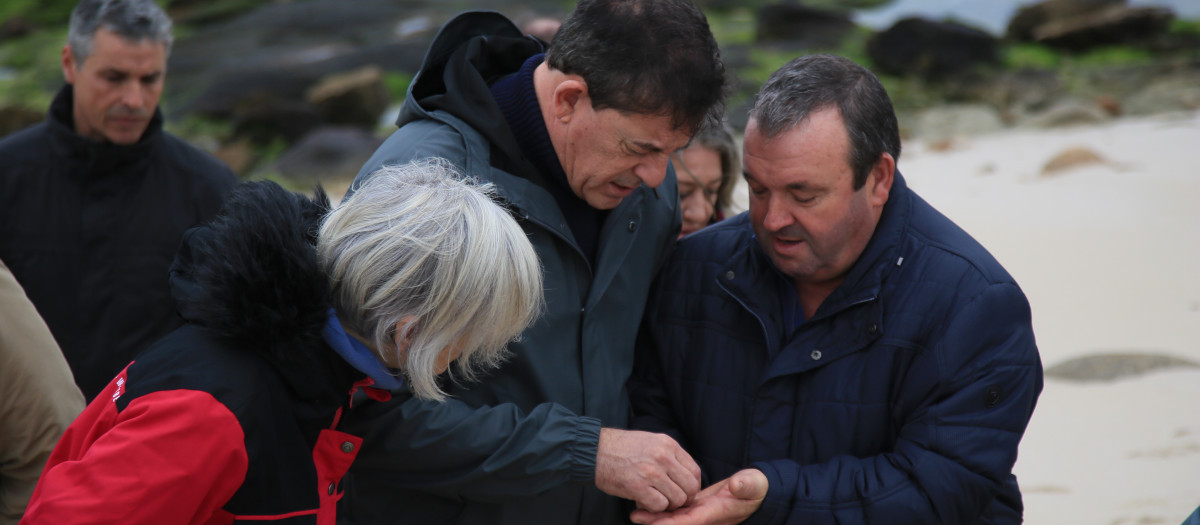 El candidato del PSOE en Galicia, José R. Besteiro, en una playa de Galicia