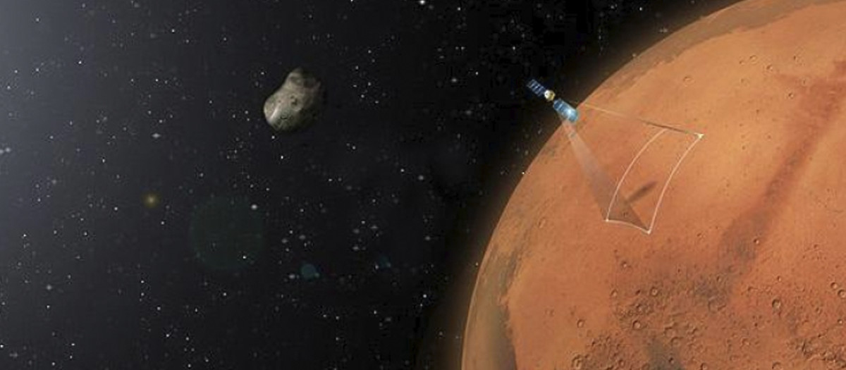 Impresión artística de la sonda Mars Express en Marte