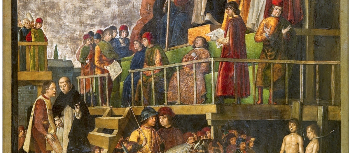 "Auto de fe", pintado por Pedro Berruguete en 1475