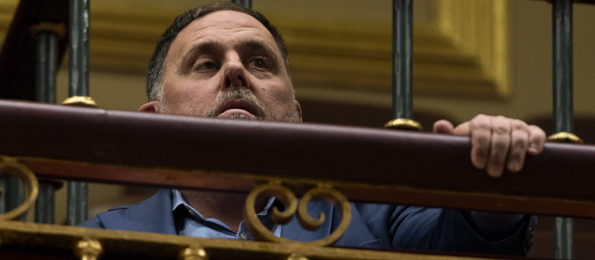 El líder de ERC, Oriol Junqueras, este martes en la tribuna