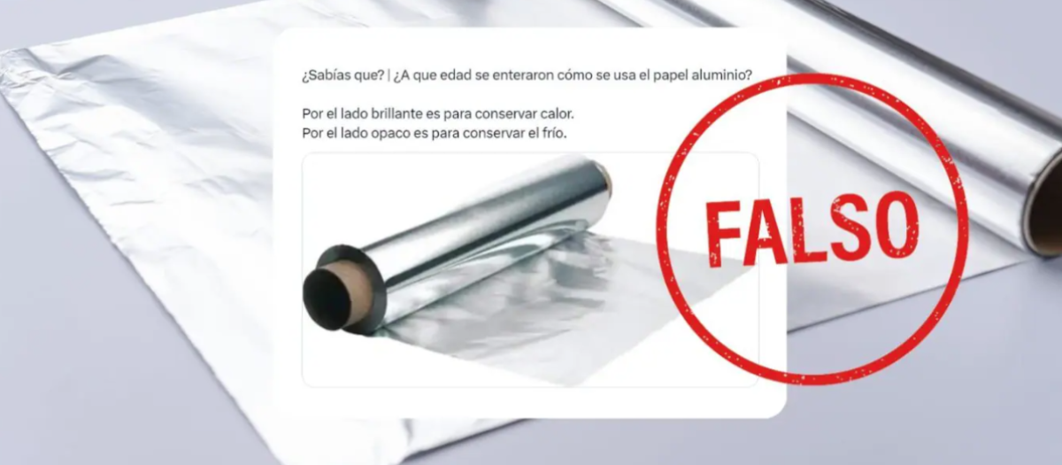 No hay una cara del papel de aluminio para conservar alimentos en frío y otra en caliente