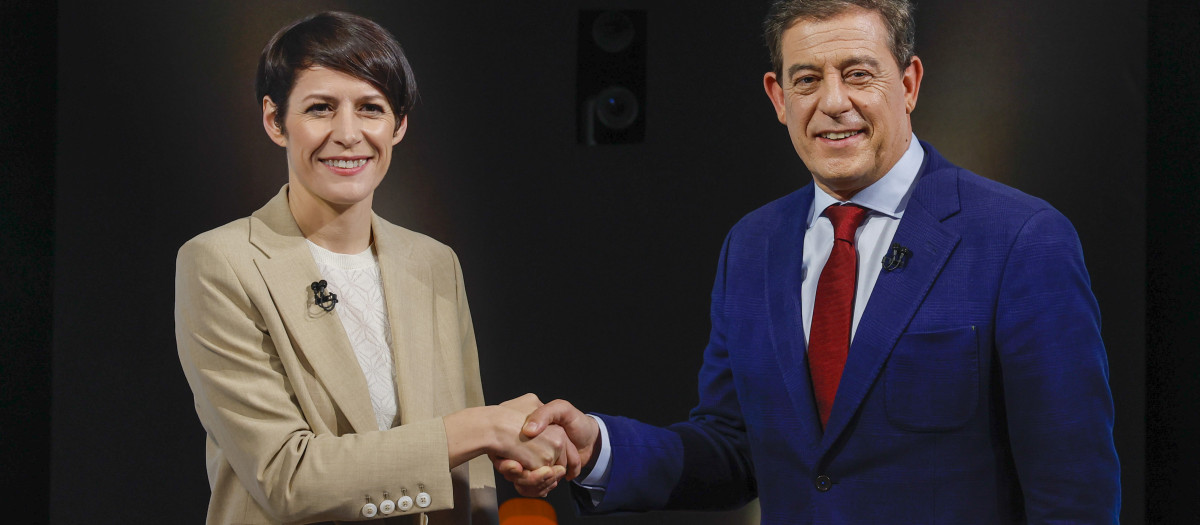 José Ramón Gómez Besteiro y Ana Pontón, en el debate de TVE del miércoles