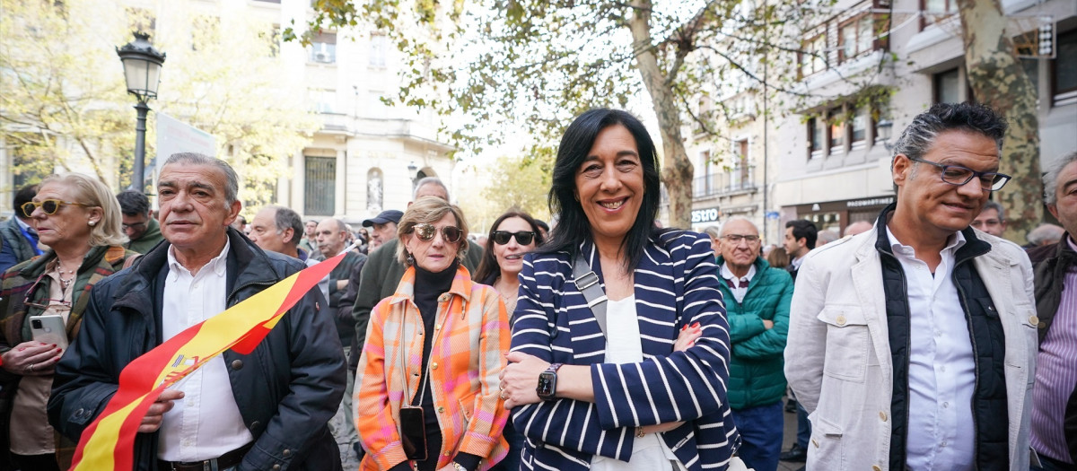 La portavoz de Vox en el Parlamento vasco, Amaia Martínez, durante una manifestación contra la amnistía el pasado noviembre