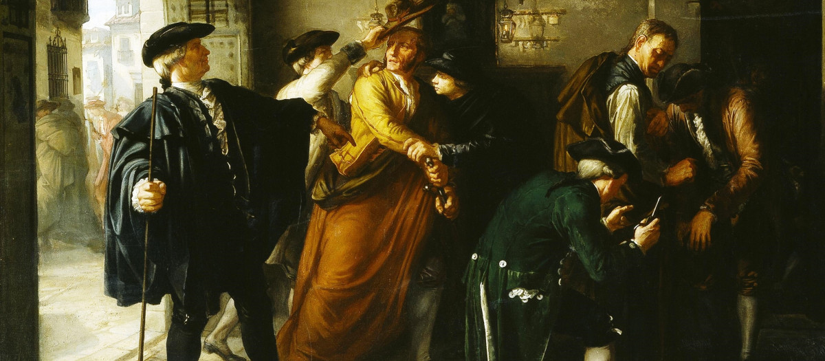 Un episodio del motín de Esquilache, una pintura de historia de José Martí y Monsó, que obtuvo mención honorífica en la Exposición Nacional de 1864