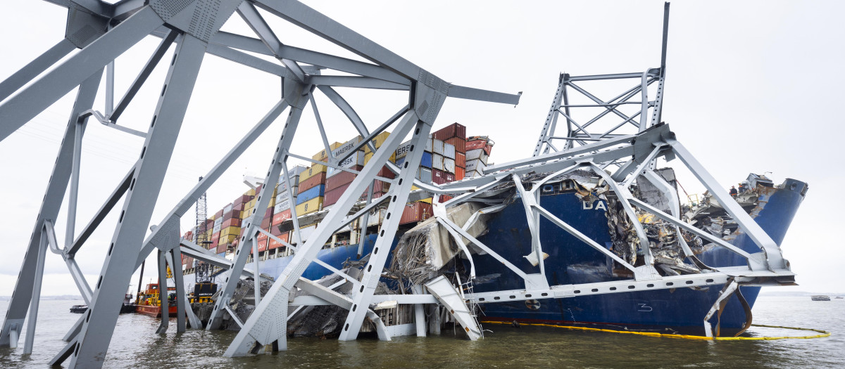 El puente de Baltimore tras el accidente