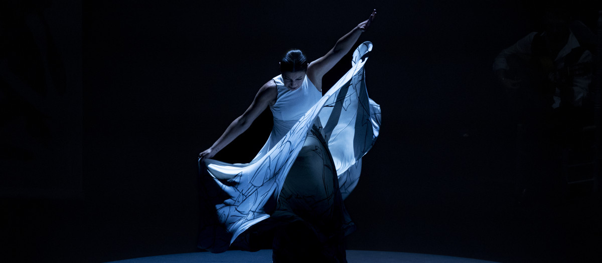 PAMPLONA (NAVARRA), 13/04/2024.- Coincidiendo con el 25 aniversario de su carrera artística, la bailaora gaditana Sara Baras ha presentado este sábado en Baluarte al público navarro su nuevo espectáculo "Vuela" con el que rinde homenaje al que fuera todo un genio de la guitarra Paco de Lucía. EFE/Villar López