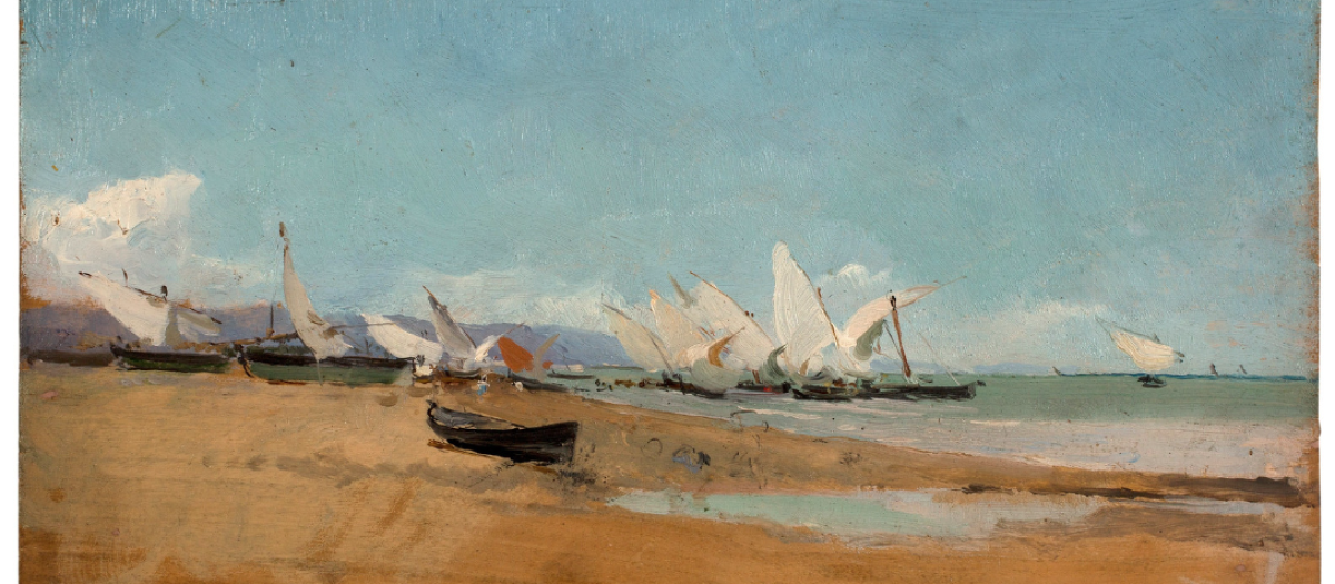 Velas en la playa de Valencia de Joaquín Sorolla