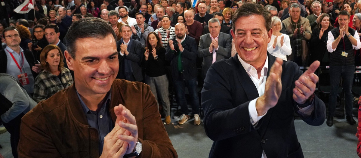 Pedro Sánchez, durante el cierre de la campaña de las elecciones gallegas