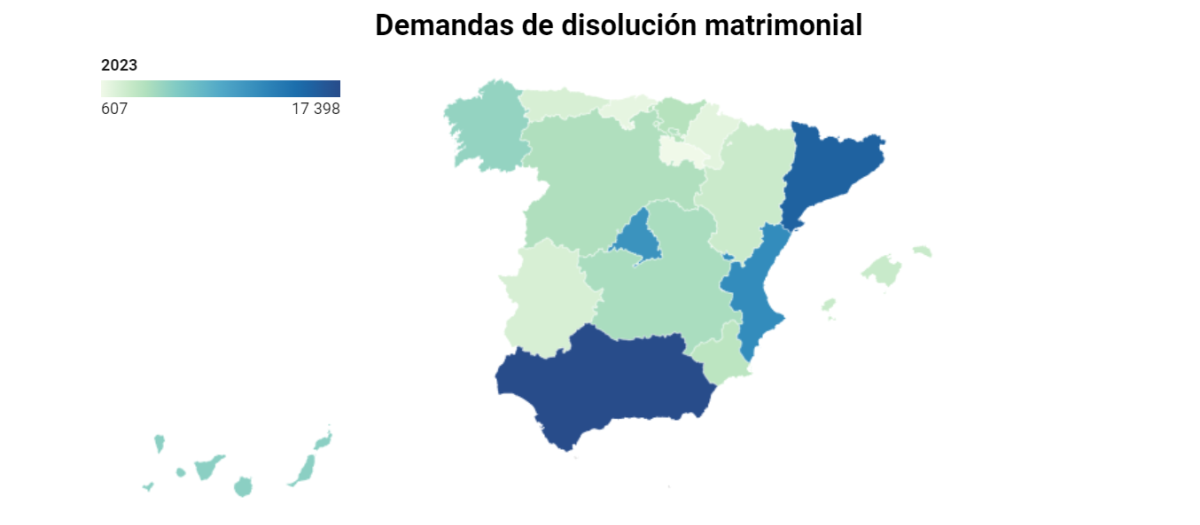 Mapa de las disoluciones familiares en España