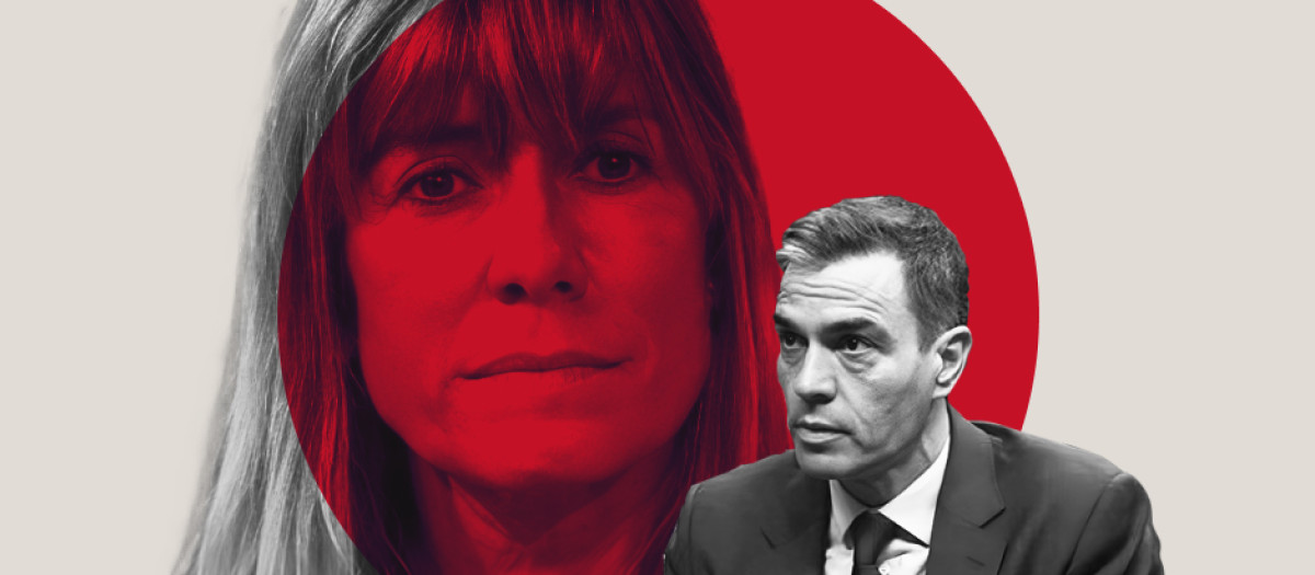 Ilustración del presidente del Gobierno, Pedro Sánchez, y su mujer, Begoña Gómez