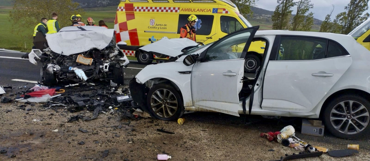 Accidente de coche en Foncea (La Rioja)