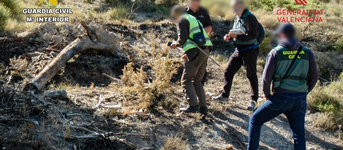 Agentes de la Guardia Civil en la sierra de Jijona